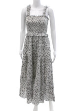 Maxi prendisole donna Elan nero floreale collo quadrato senza maniche 100% cotone taglia S