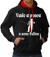 felpa con cappuccio vado a pesca e sono felice