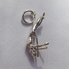 Ciondolo statico argento sterling pole dance fitness ballerina x mas gioielli 925