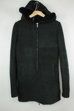 10sei0otto giacca invernale nera overlock pelle shearling con cappuccio donna XS 0-2