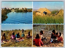 D315052 Peru. Puno. Houses and natives in Uros floating island in the Lake Titic