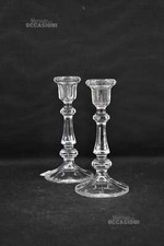 Coppia Di Porta Candele In Vetro 21 Cm