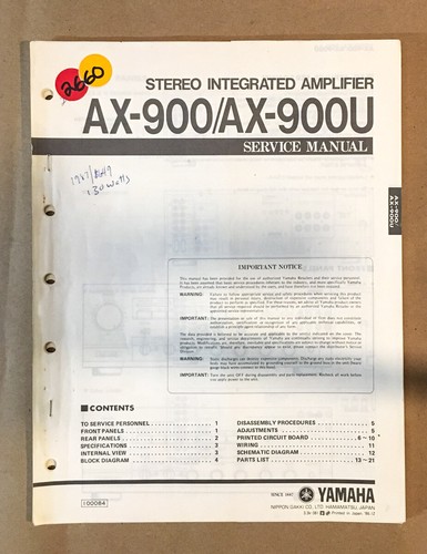 Yamaha 900 900u - ax-900, ax-900u