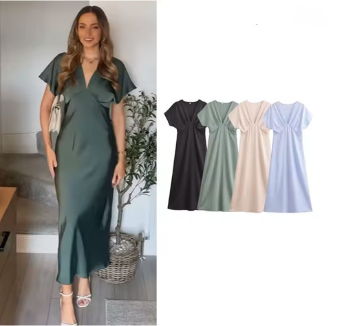 Vestito manica corta satin - manica,