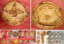 CESTINI ARTIGIANALI SARDI IN ASFODELO A TASCA, da parete, e altri, vendita sing.