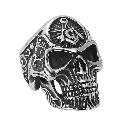 Anello testa teschio massonico - testa,