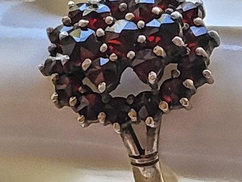 Anello antico granato - , argento