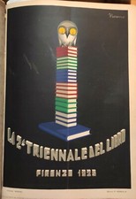 1925 MANIFESTO ILLUSTRAZIONE TRIENNALE DEL LIBRO FIRENZE NERINO
