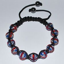 Swarovski 10mm Pave Ball Beads UK Flag Macrame Shamballa Bracelet  SH102