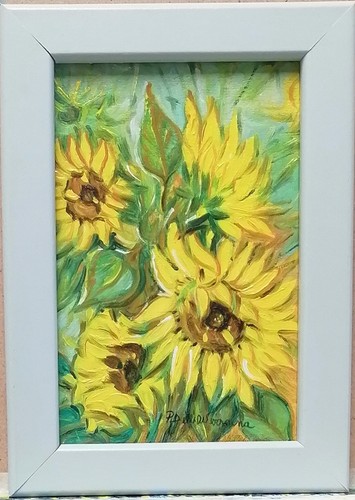 Dipinto olio girasoli - olio, pittore