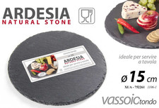 12 PEZZI ARDESIA NATURAL STONE VASSOIO TONDO PIATTO ANTIPASTO APERITIVO 15CM