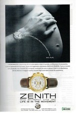 PUBBLICITA' ORIGINALE VINTAGE ANNI 90 - OROLOGI ZENITH