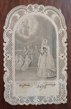 80° ANTICO SANTINO CON PIZZO MERLETTATO  SUOVENIR DELLA COMUNIONE 1894