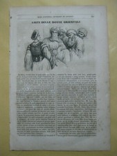 articolo stampa antica ABITI DELLE DONNE ORIENTALI MODA ANTICA 1842