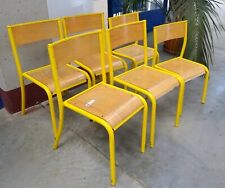 6 sedie da asilo in ferro e legno verniciate gialle diverse dimensioni