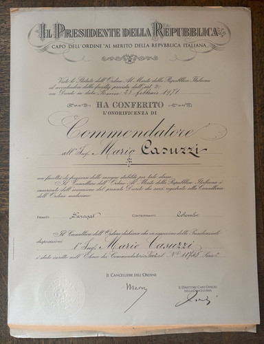 Diploma commendatore - ,