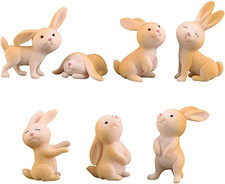 7 Pezzi Figure Coniglio per Bambini, Set Giocattoli Animali Cake Topper, Coniglio Fata Giardino