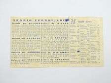 ORARI DEL TRENO STAZIONE PIACENZA 1953 CALENDARIO DISTANZE KM...