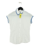 Camicia donna MONNALISA UK 14 bianca 100% viscosa manica corta colletto basic