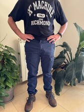 Pantaloni cargo slim uomo – blu scuro, W34 L34, tasche laterali