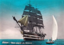 CARTOLINA DI LIVORNO ,NAVE SCUOLA AMERIGO VESPUCCI - MARINA ITALIANA - 1957