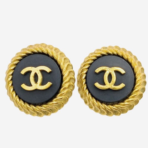 Orecchini clip chanel neri - a,