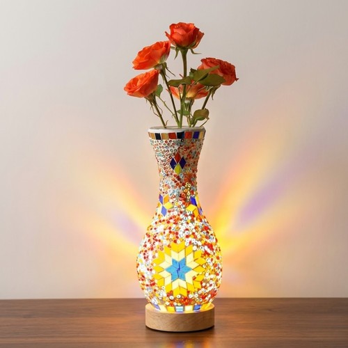 Lampada vaso mosaico usb - vaso, mosaico,