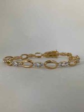 Bracciale Tennis Fantasia Argento Sterling 925 Diamante Simulato Tondo 7,28 Ct