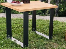 2 GAMBE TAVOLO in ferro stile INDUSTRIAL forma rettangolare sez.8x4cm GTFTIR-07