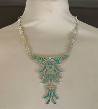 Collana vintage Taxco messicano argento sterling 925 collare pettorale turchese TF35