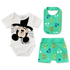Completo Disney Mickey Mouse Body pantaloncino e bavaglino neonato bambino 6184