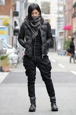 Piumino imbottito 100Seiotto nero Guidi in pelle overlock