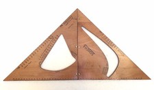 SQUADRA RAPPORTATORE legno vintage CAV. E. VIANELLI PER SARTO sarta atelier 70s.