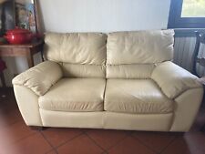 Divano pelle color crema Natuzzi due posti con poltrona, come nuovo