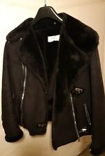 Suedette aviator jacket Montone sintetico Urbancode London Black Uk10 