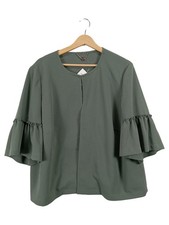 Camicia donna HSE24 verde manica 3/4 volant taglia 48 poliestere