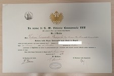 DIPLOMA LEONARDO BIANCHI RETTORE UNIVERSITA' AVELLINO 1913
