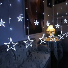 CATENA LUMINOSA STELLA LUCE BIANCO FREDDO STELLE LUCI LED NATALE FESTE ADDOBBI