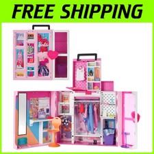 Armadio per bambole alla moda con specchio a tutta lunghezza e accessori