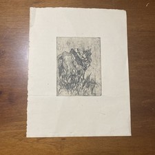 Stampa Antica Incisione  Giovanni Fattori “ Cavallo”