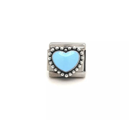 Charm cuore blu pastello - blu, link