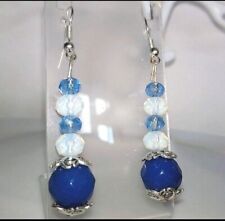 ORECCHINI DONNA IN PIETRA DI LUNA CON ZAFFIRI NATURALI, CRISTALLI E ARGENTO 925