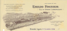 Fattura int. EMILIO FOLTZER Oli, Grassi, Lubrificanti. Rivarolo Ligure 1914