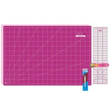 Set tappetini da taglio Semplix A1 rosa/bacca + pennarello Prym Aqua