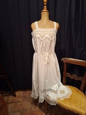 Antica Camicia Notte Abito In Lino Sottile Pizzo Tombolo  Valenciennes Bianco