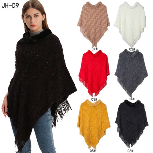 Poncho donna collo pelliccia