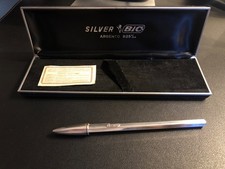 BIC Rara Penna Argento Massiccio 925% NOS Ballpoint silver solid rare vintage 