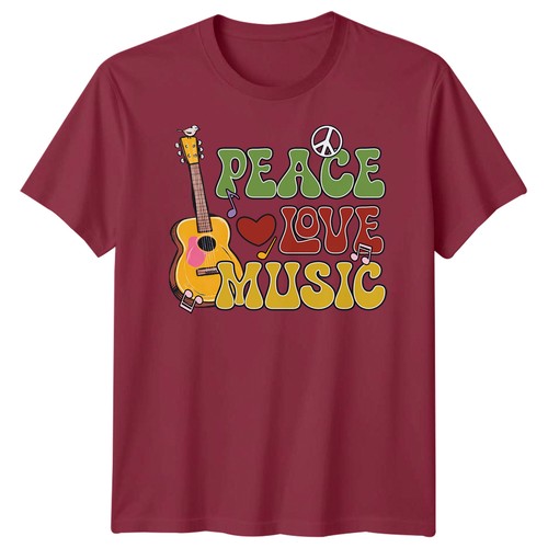 Shirt uomo peace love - t-shirt, musica