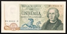 italy italia 5000 lire colombo