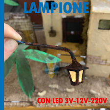 LAMPIONE LANTERNA PER PRESEPI EFFETTO RUGGINE MODELLISMO CON MICROLAMPADA LED